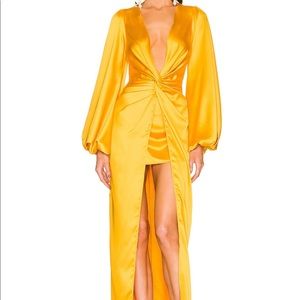 Beautiful yellow silk gown worn once for a wedding for 3 hours